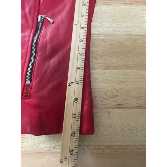 Guess Genuine Leather Red Zip Jacket Women’s L Satin Lining - Picture 13 of 13